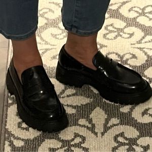 Madden Girl Heather black lug sole platform loafers!